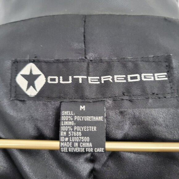 Outer Edge Faux Leather Trench Coat – Early 2000s Y2K Belted Jacket - Picture 10 of 12